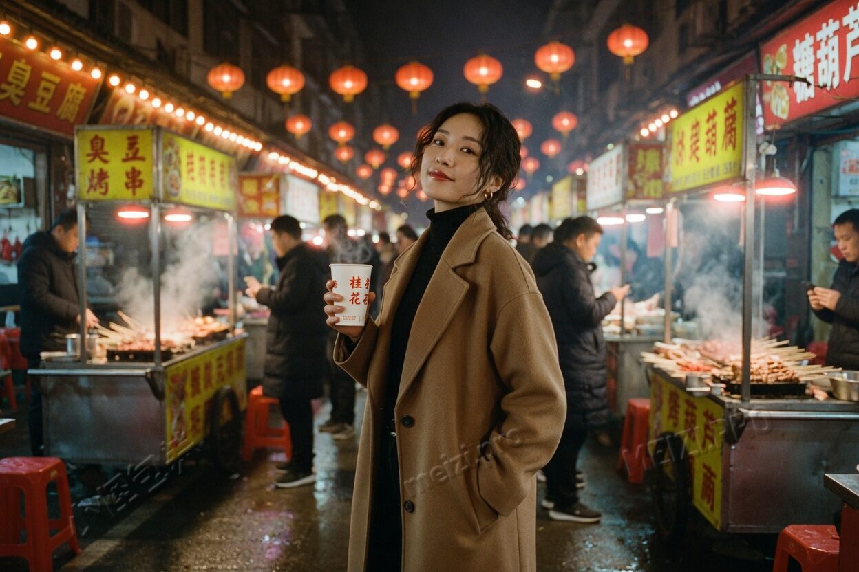 博物馆台阶上坐着看镜头