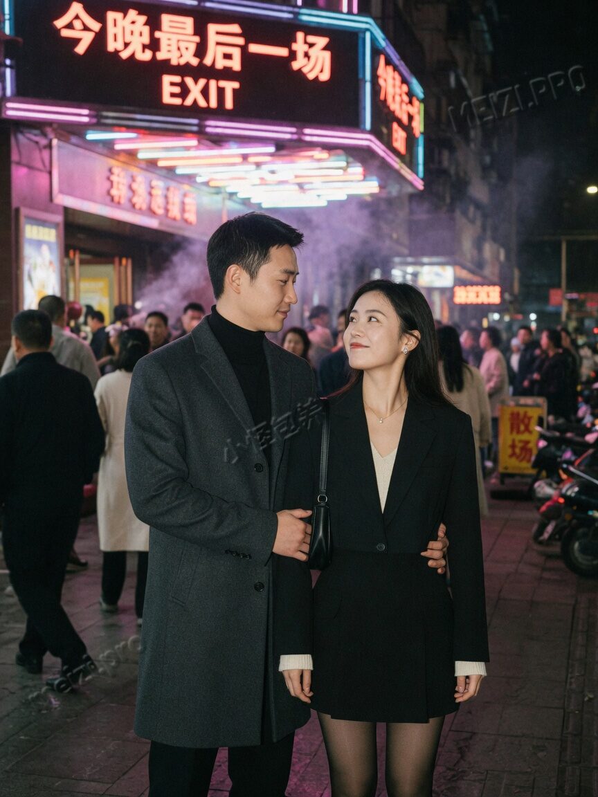 电影院散场,人还站在门口