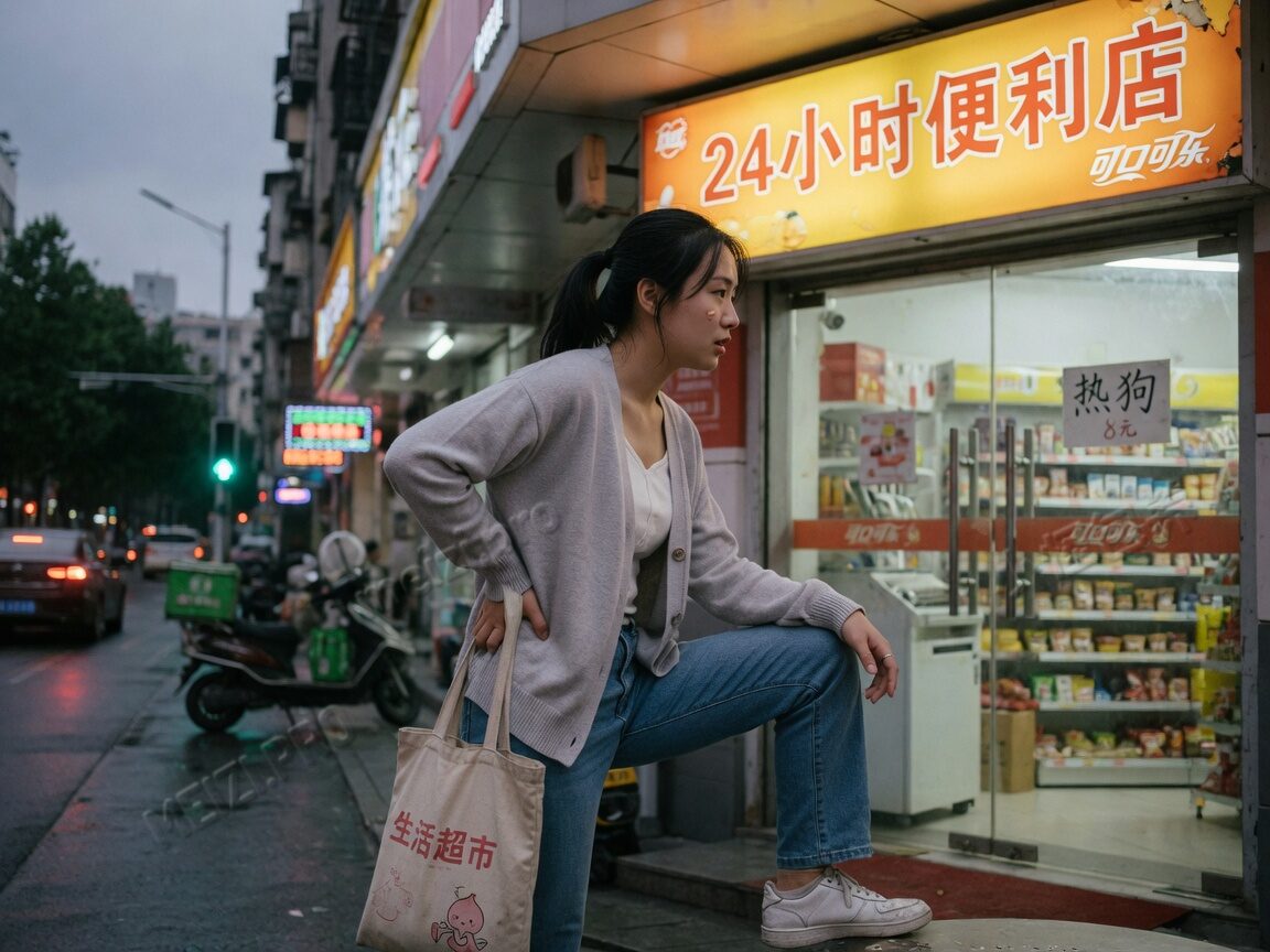 便利店灯箱下,下班以后的几分钟