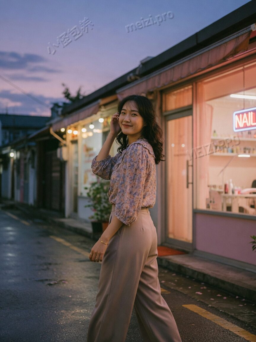 街边回眸,往美甲店那头走