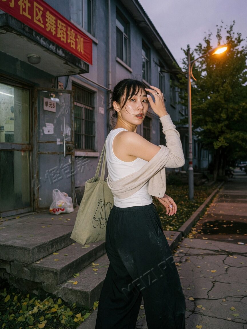 下了课,在楼门口回头